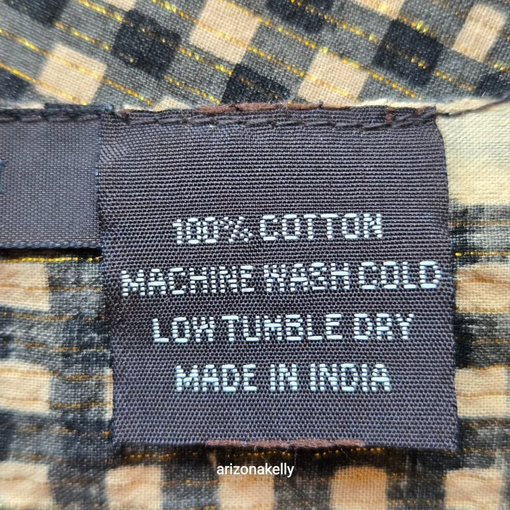 Nicholas K HUGE Distressed Cotton Scarf Black & Tan With Gold Thread